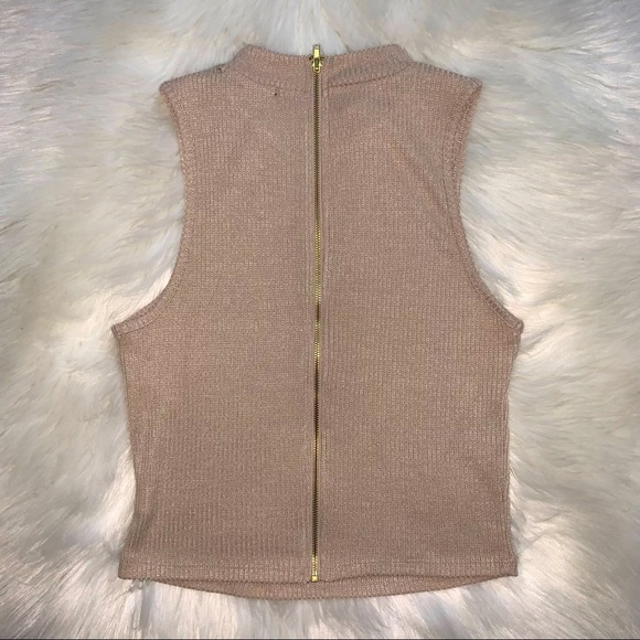 Ambiance Beige Zipped Back Top - Picture 2 of 3